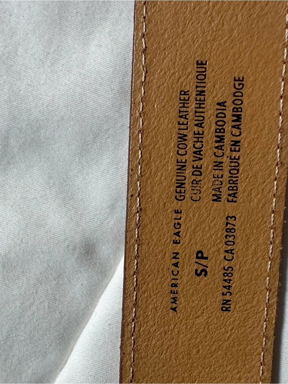 American Eagle Genuine Leather Tooled Floral Western Belt S Tan Brown
